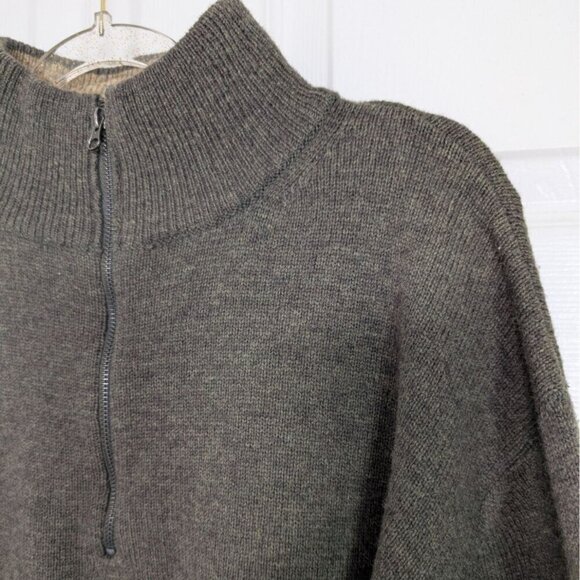 Beretta Lambswool 1/4 Zip Sweater Mens Size XL Dark Green Elbow Patches Pullover - Picture 2 of 16
